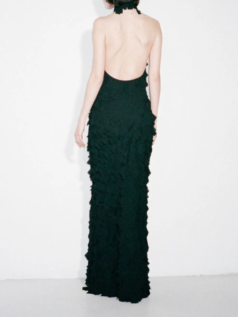 Melba Black Halter Maxi Dress Flowering Girl