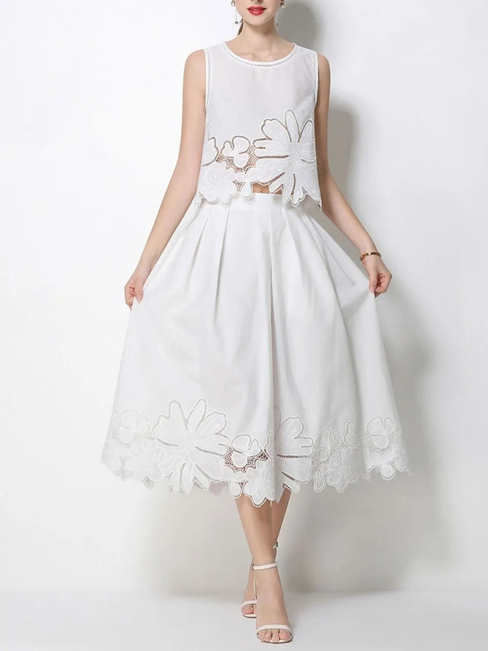 Mahlia White Flower Two-Piece Set Flowering Girl