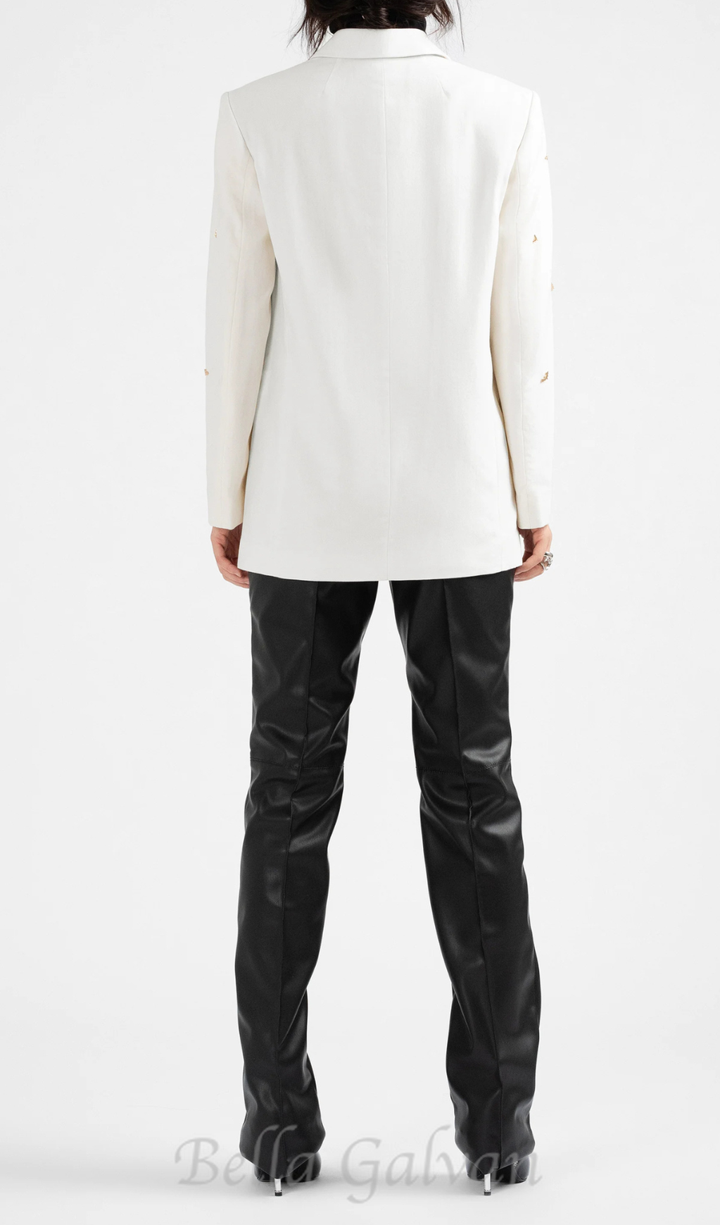 bat-shape embellished blazer in white Flowering Girl