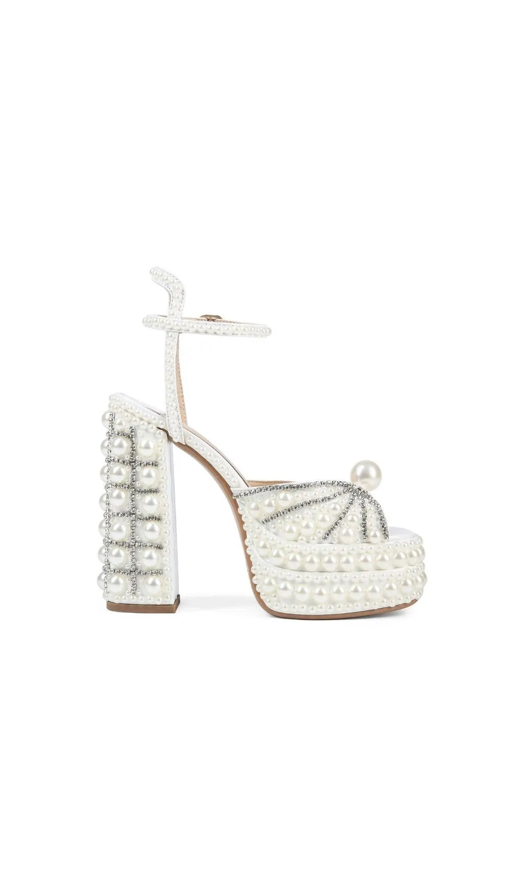Kyra White Pearl Diamante Heels Flowering Girl