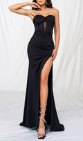 Christo Strapless Corset Slit Maxi Dress Flowering Girl