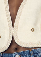 BEAD TRIM CROPPED TWEED JACKET Flowering Girl