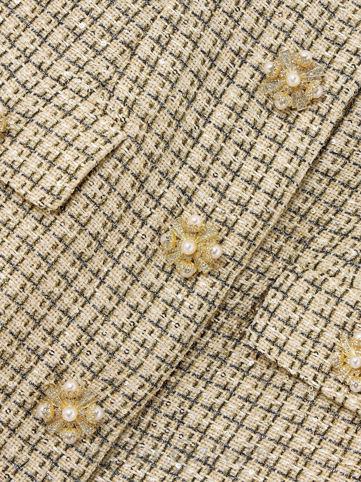Sequin-embellished checked metallic bouclé-tweed mini dress in gold Flowering Girl