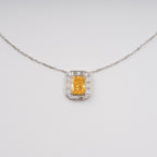 Eini Yellow Square Gemstone Pendant Sterling Silver Necklace Flowering Girl