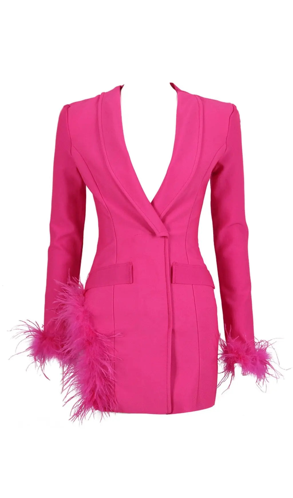 Feather Jacket Dress In Hyper Pink Flowering Girl