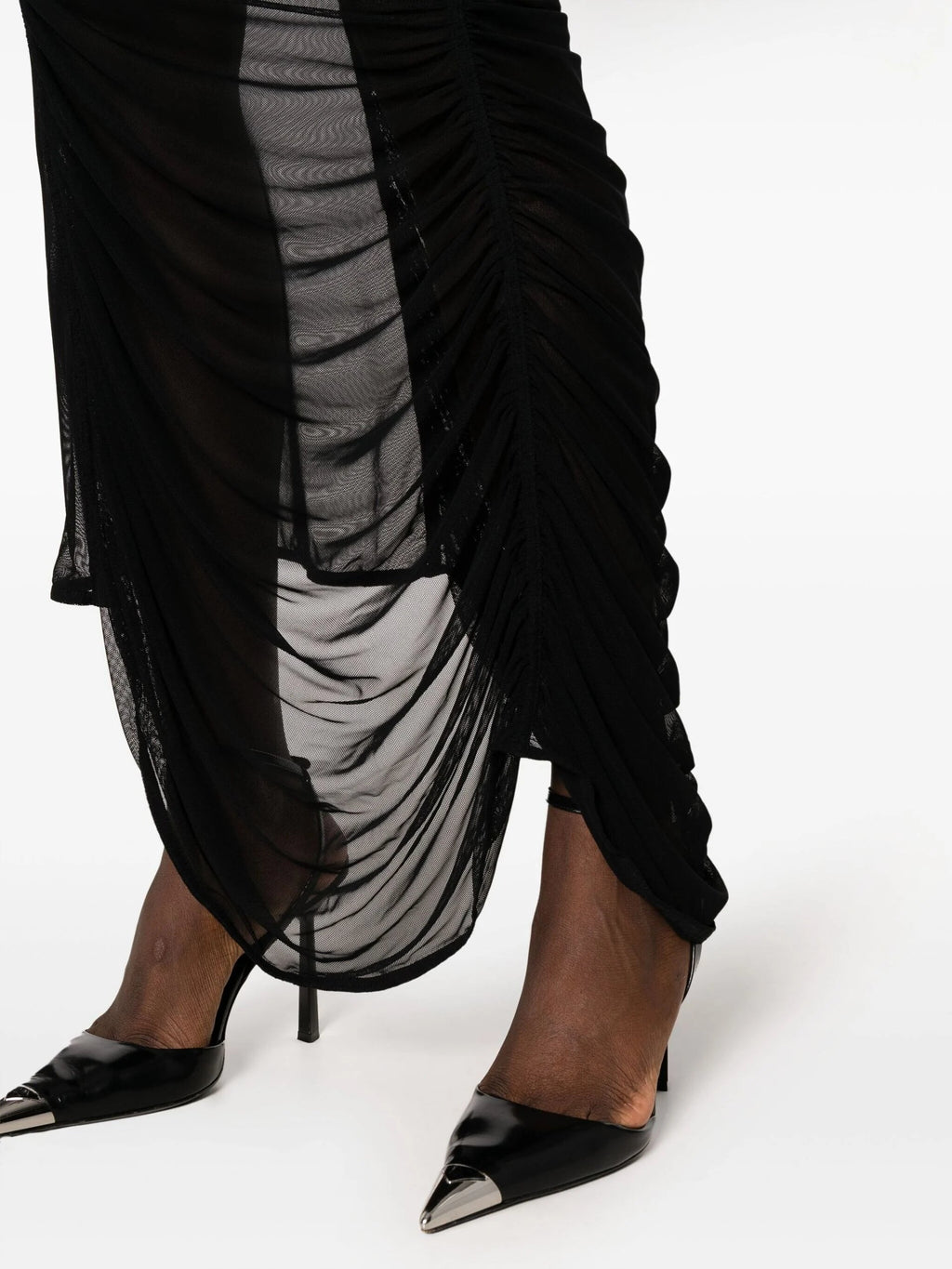 BLACK RUCHED SHEER MAXI DRESS Flowering Girl