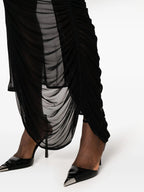 BLACK RUCHED SHEER MAXI DRESS Flowering Girl