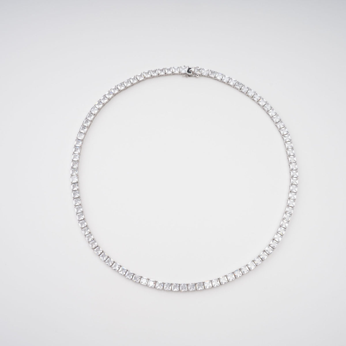 Avril Silver Tone Square Cut Crystal Embellished Necklace Flowering Girl