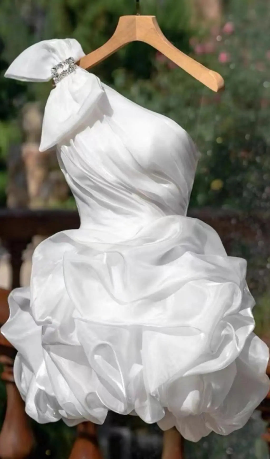 White One Shoulder Bowknot Mini Dress Flowering Girl
