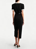 Medina Black Short Sleeve Midi Dress Flowering Girl