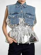 Mihaela Denim Patchwork Jacket Flowering Girl