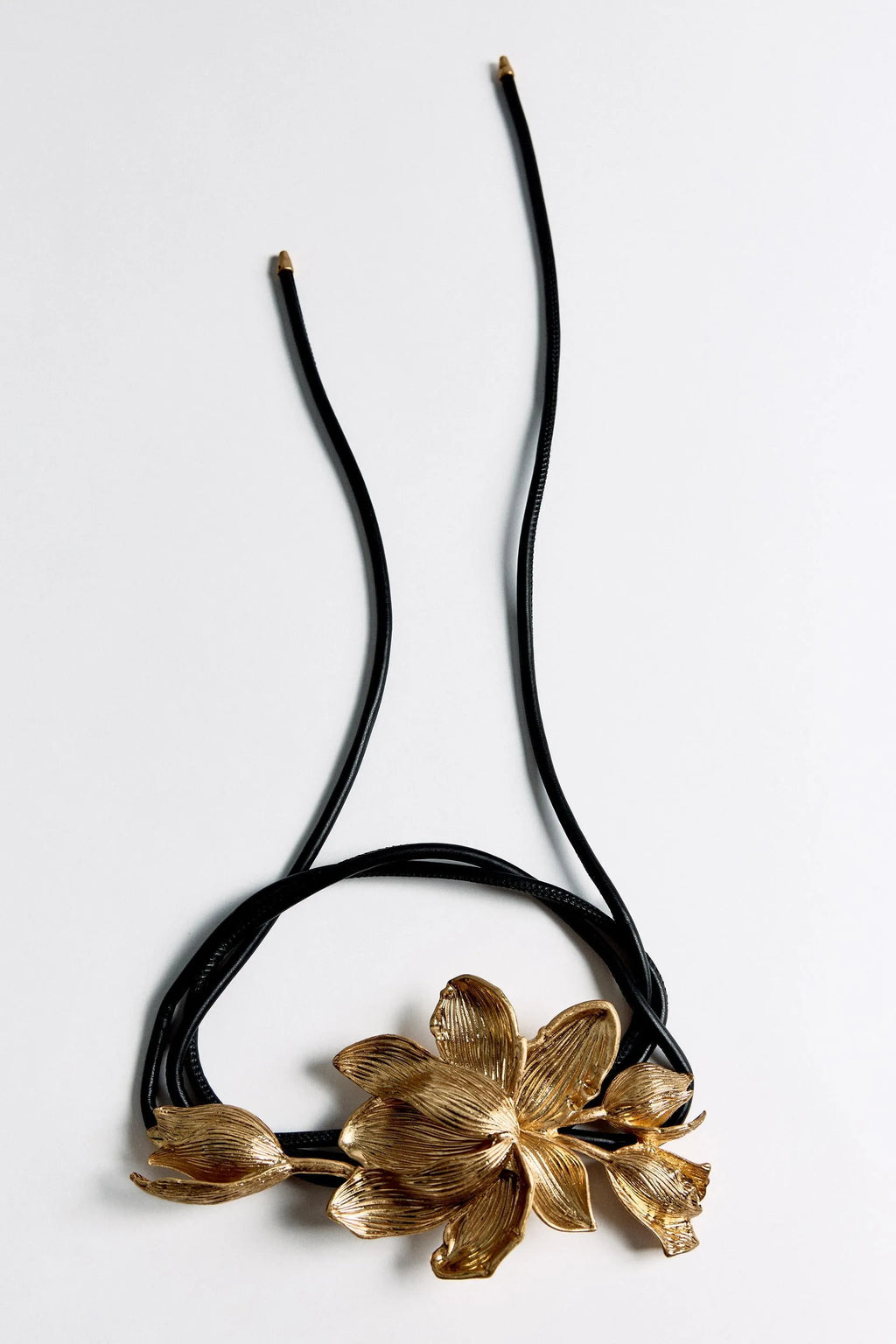 3D Sculpted Golden Floral Thin Leather Belt Flowering Girl