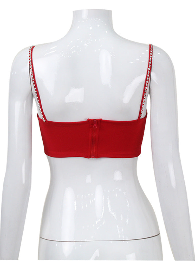 Ayako Emebellished Heart Crop Top Flowering Girl