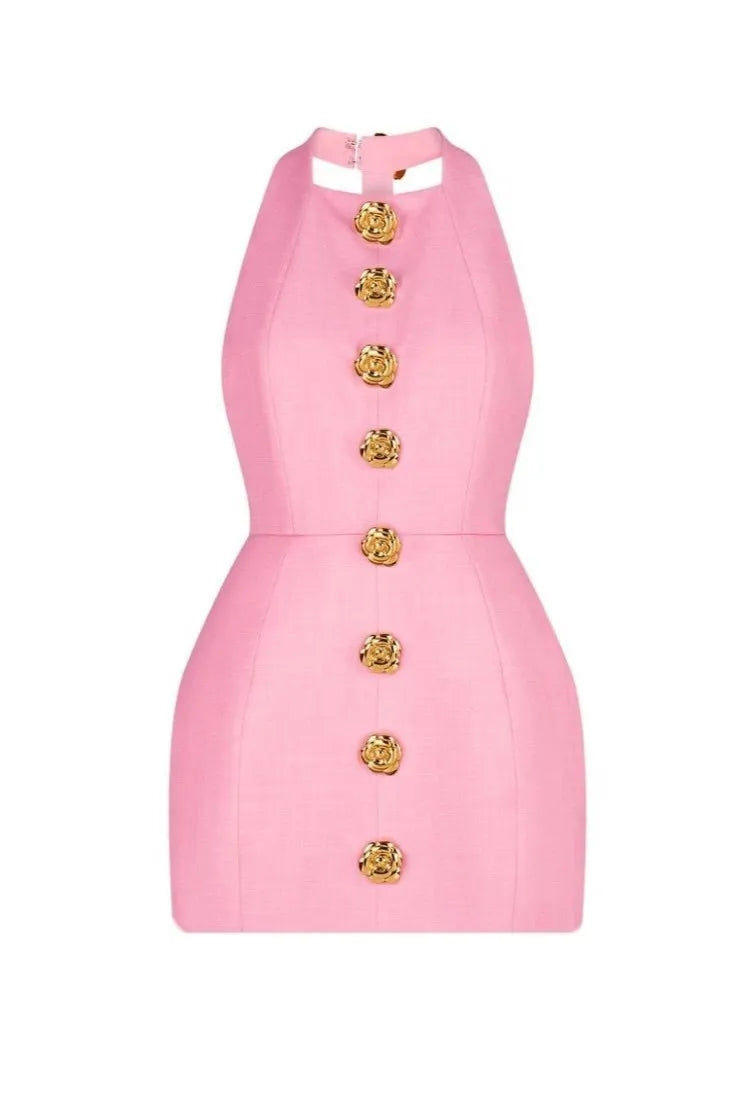 rita Halter Backless Mini Dress in pink Flowering Girl
