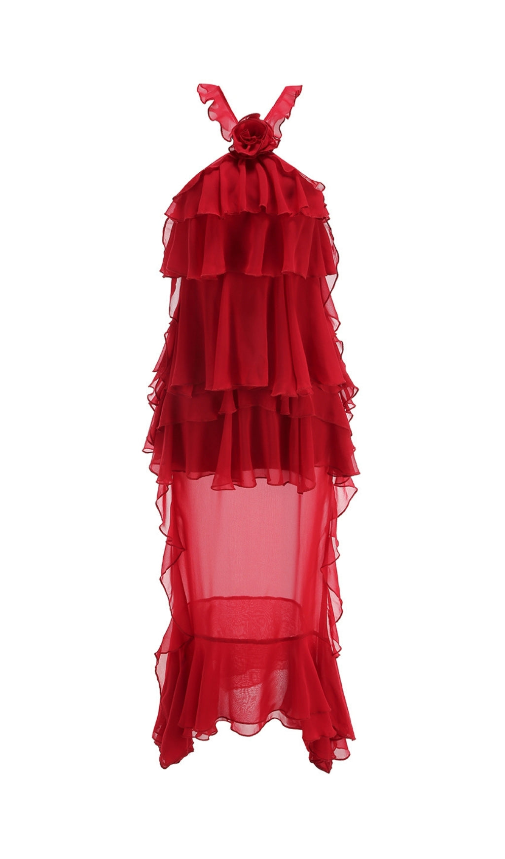 Eleri Red Flower Ruffle Maxi Dress Flowering Girl