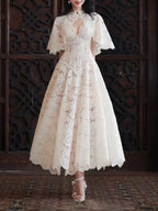 Macie Lace Maxi Dress With Cape Flowering Girl