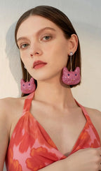 Leilah Pink Cat Earrings Flowering Girl