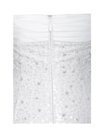White Satin Sequin Pearls Beaded Maxi Dress Flowering Girl