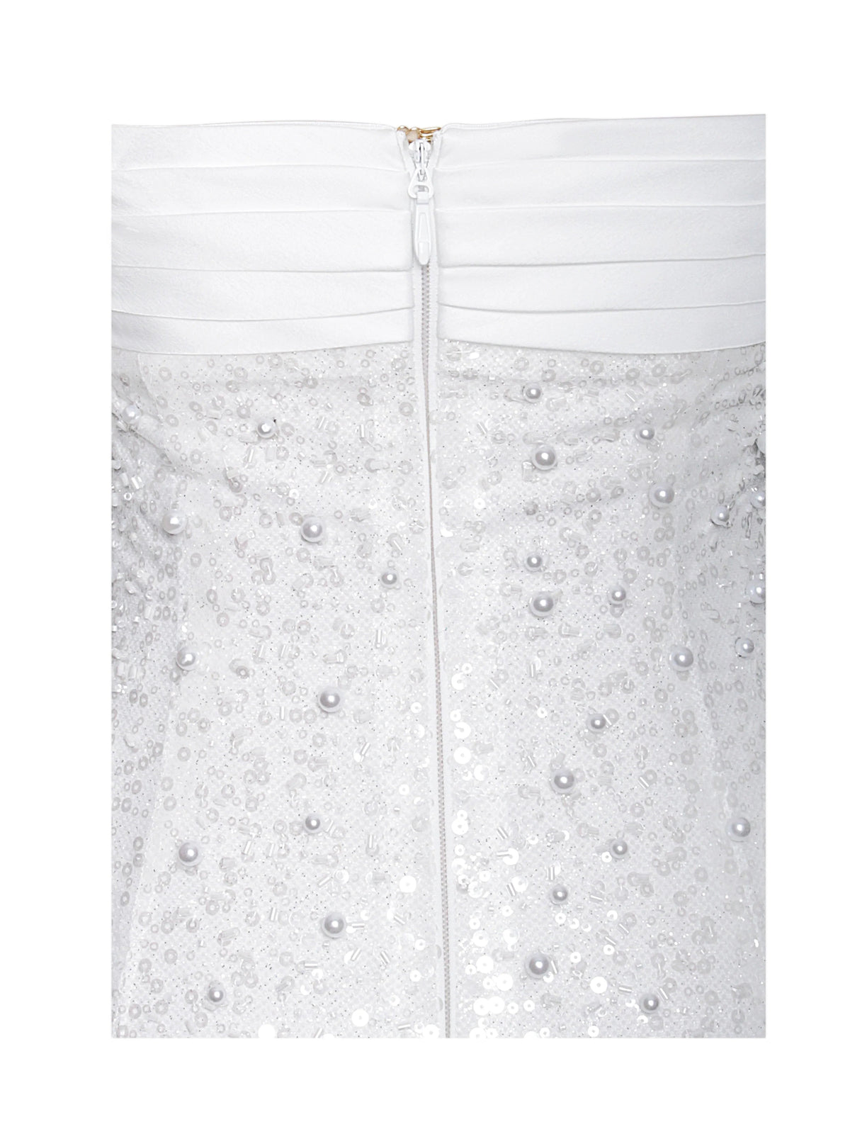White Satin Sequin Pearls Beaded Maxi Dress Flowering Girl
