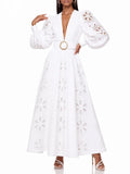 Elvokai V Neck Cutout Maxi Dress Flowering Girl