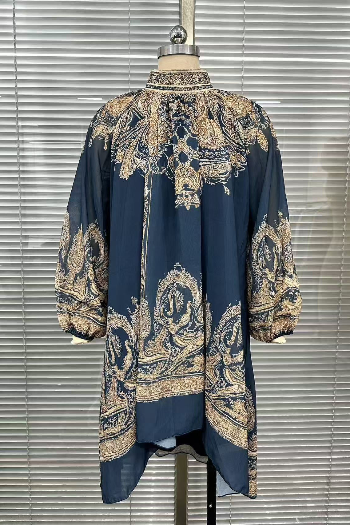 Navy Blue Sheer Chiffon Loose A-Line High-Low Drape Mini Dress Flowering Girl