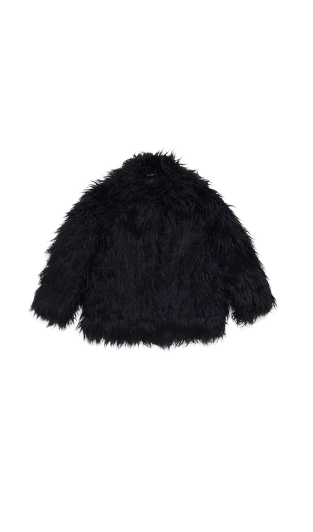 Short Black Fur Coat Flowering Girl