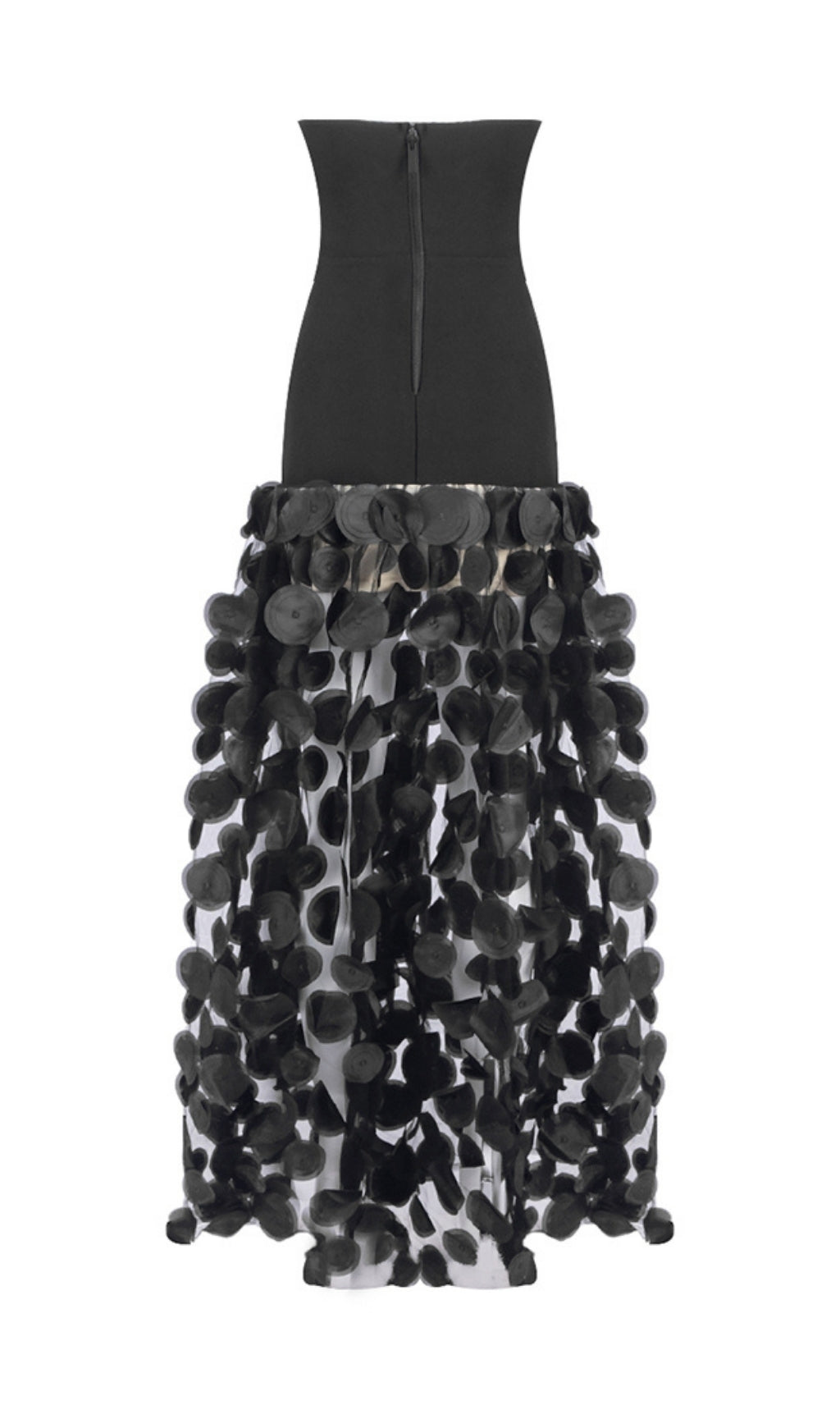 Duffy Black Strapless Mesh Dot Maxi Dress Flowering Girl
