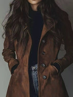 Button Up Long Sleeve Trench Coat Flowering Girl
