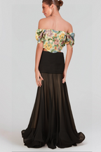 Constance Floral-Print Jacquard Cropped Top Flowering Girl