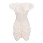 Lace V-Neck Ruffle Satin Mini Romper Flowering Girl