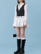 Qoryndal Long Sleeve Mini Dress With Belt Flowering Girl