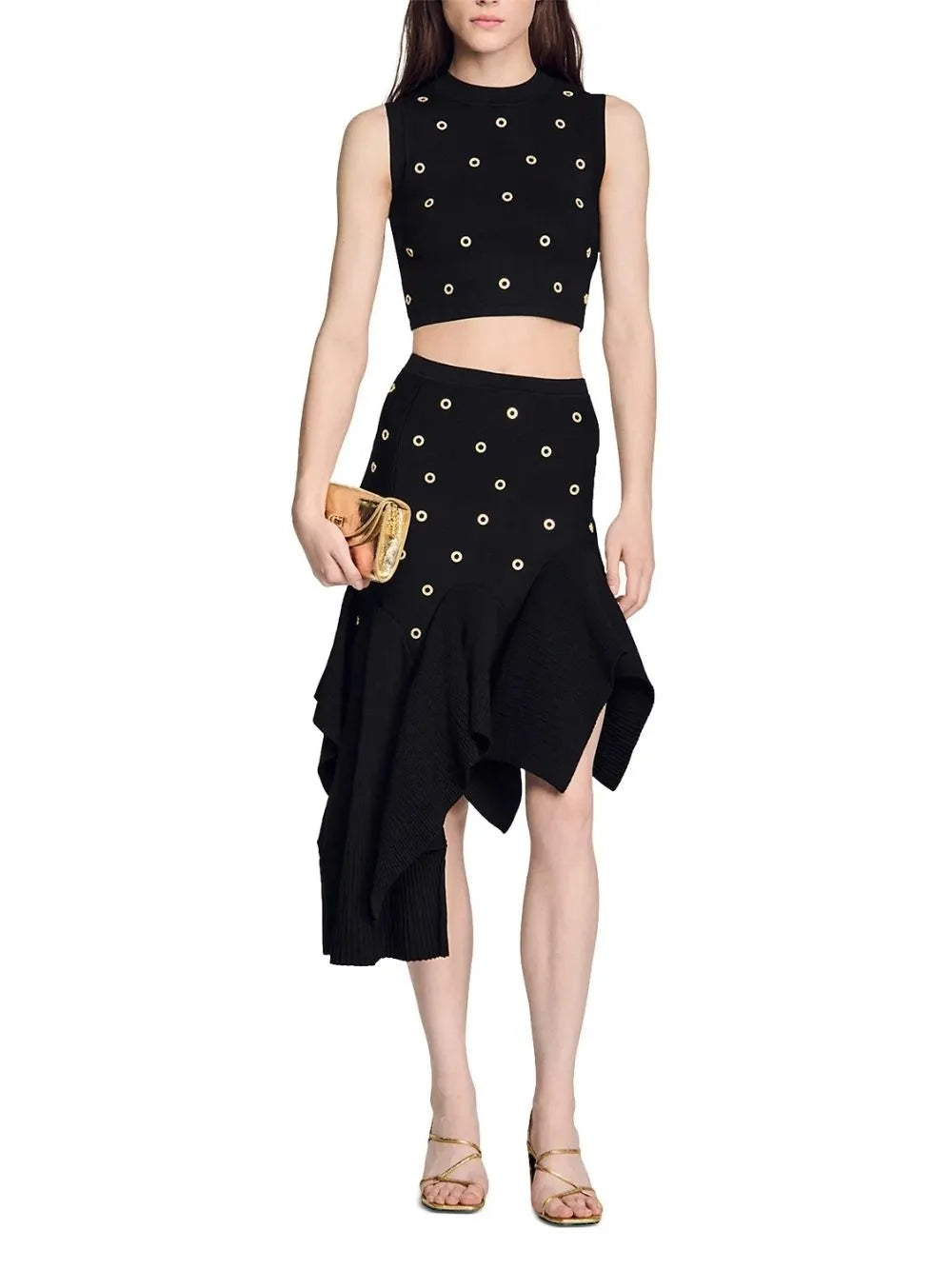 Studded Knit Skirt Flowering Girl