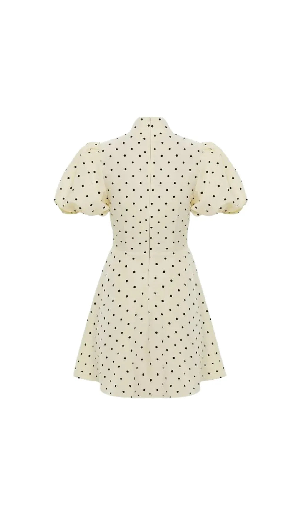 Mock Neck Puff Sleeve Polka Dot Mini Dress Flowering Girl