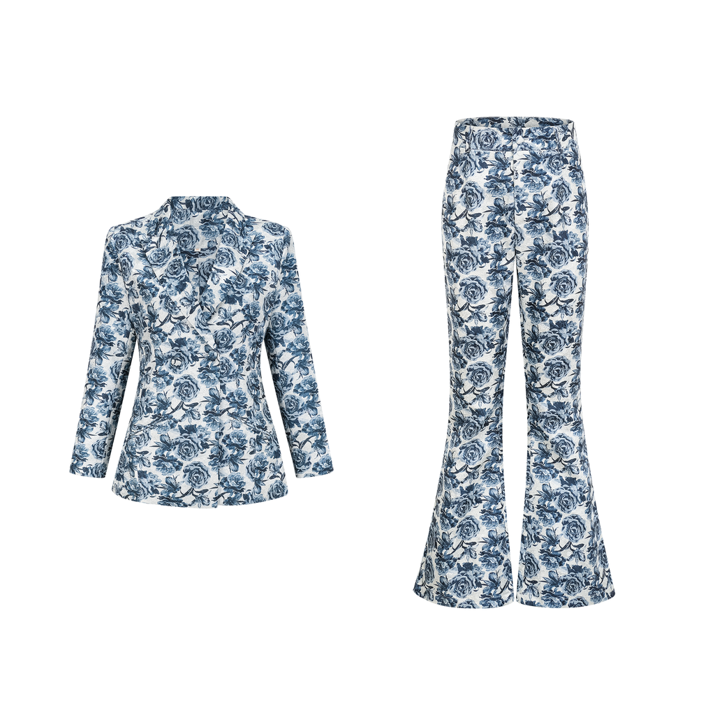 Morgane Floral-Print Jacket & Trousers Matching Set Flowering Girl