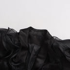 Ashley Ruffle Embellished Blazer In Black Flowering Girl