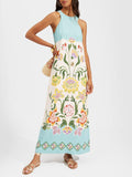 Exquisite Sunshine Floral Print Sleeveless Midi Dress Flowering Girl