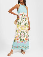 Exquisite Sunshine Floral Print Sleeveless Midi Dress Flowering Girl
