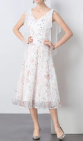 Felda V-Neck Flower Sequin Midi Dress Flowering Girl
