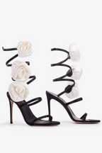 Alana Rose Twists Satin Sandals - Black Flowering Girl