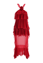 Bedelia Floral Halter Chiffon Ruffle Midi Dress Flowering Girl