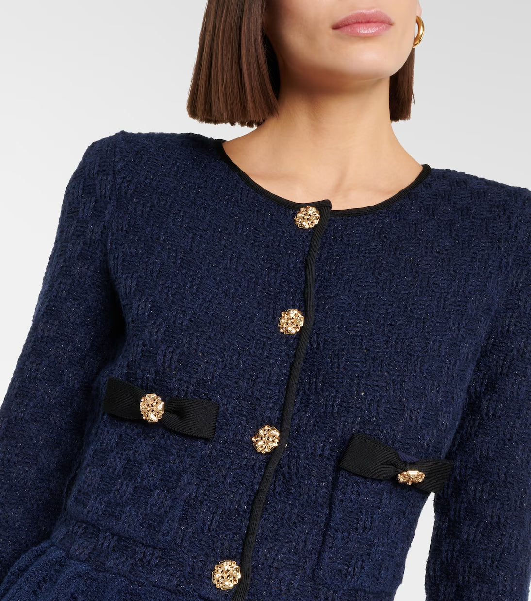 Navy Weave Knit Mini Dress Flowering Girl