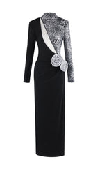 Faye Black Leopard Flower Maxi Dress Flowering Girl