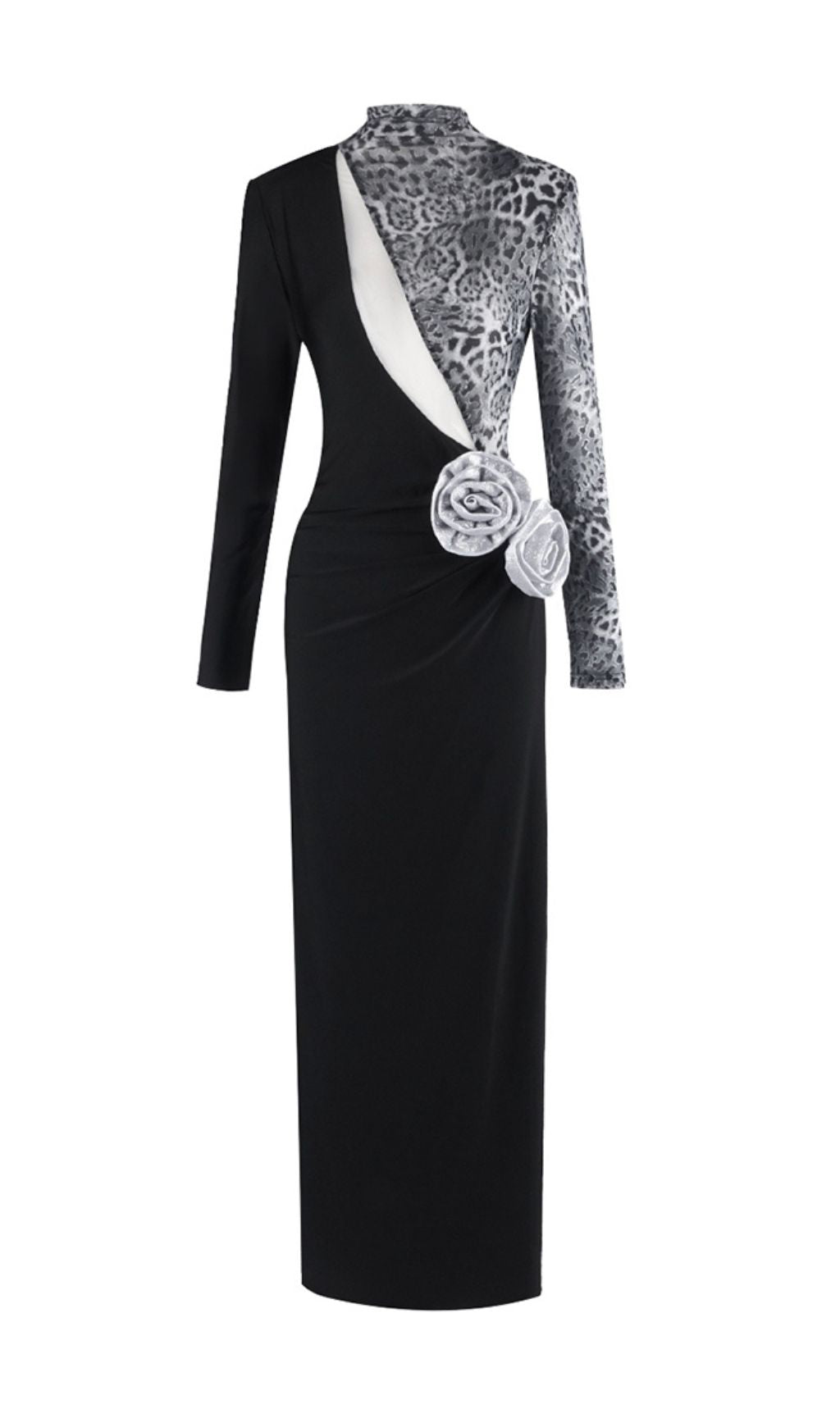 Faye Black Leopard Flower Maxi Dress Flowering Girl
