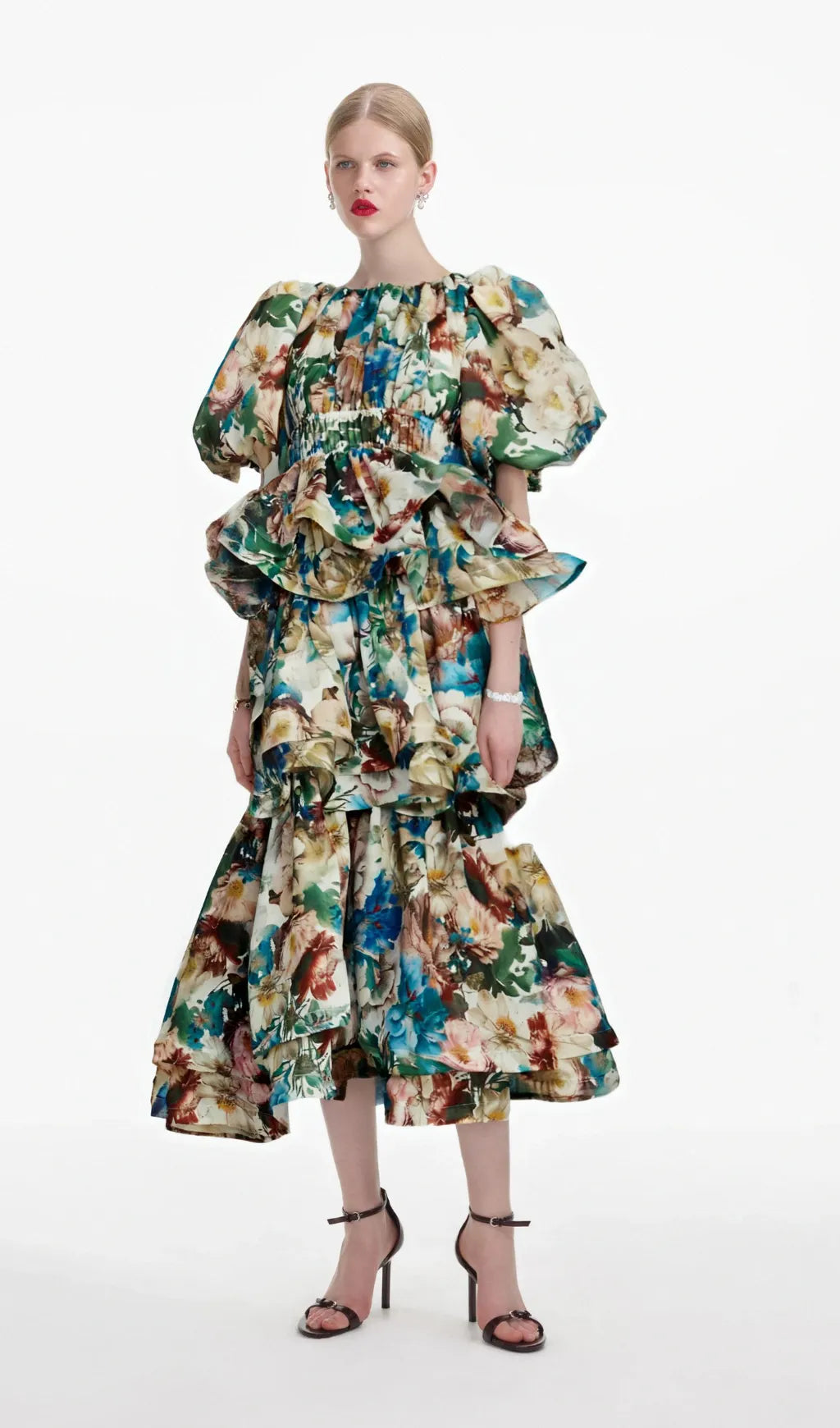 Marianne floral-print tiered midi dress Flowering Girl