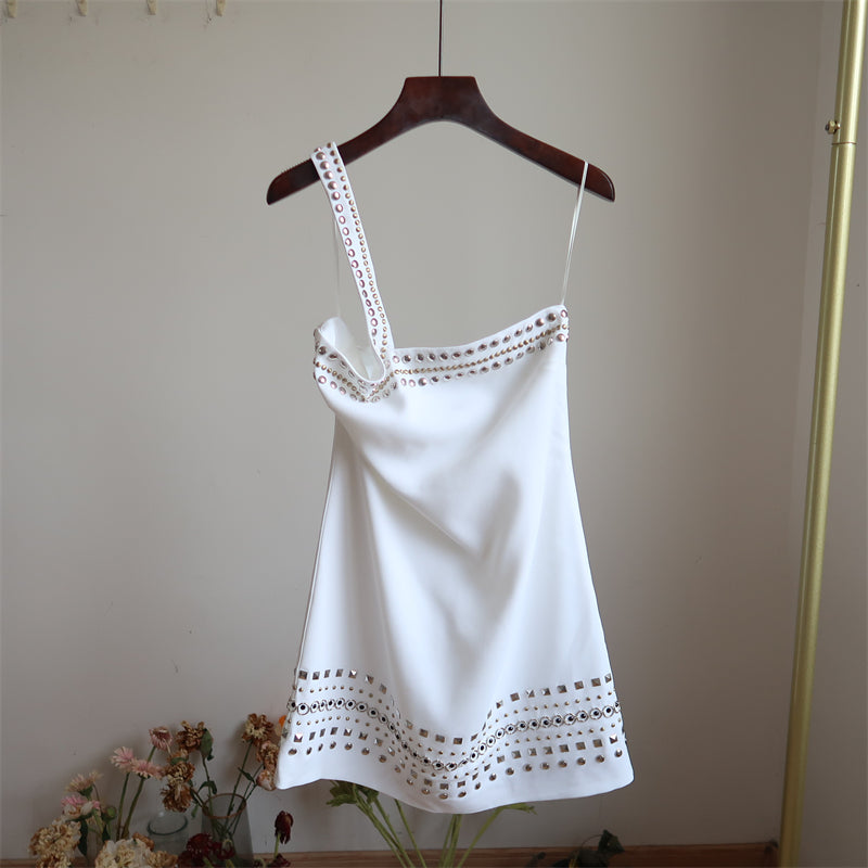 Studded embellished Mini Dress in white Flowering Girl