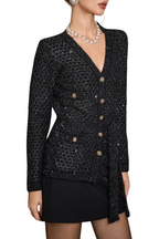 Emilia Sequin Embellished Cardigan - Black Flowering Girl