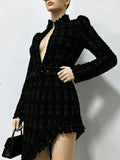 Micki Black Long Sleeve Midi Dress Flowering Girl