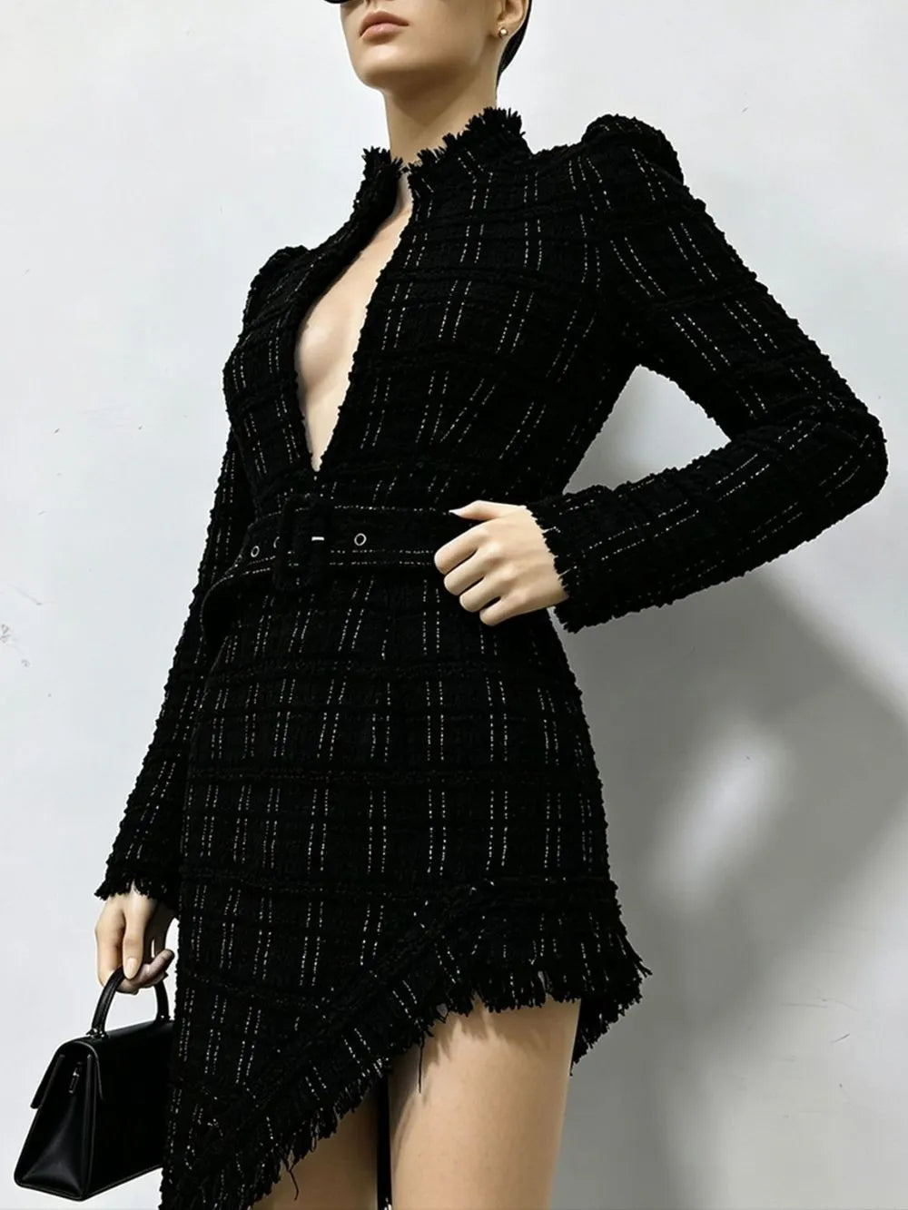 Micki Black Long Sleeve Midi Dress Flowering Girl