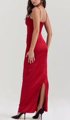 Corset Maxi Dress In Red
