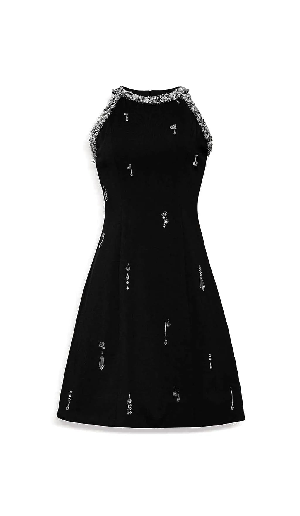 Rhinestone Embellished Sundress In Black Flowering Girl